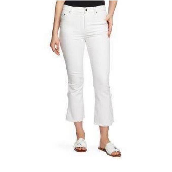 1.state Pinstripe Mini Kick Flare Pants Size 6 White Pants - Picture 1 of 10